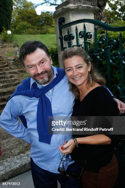 Bruno Finck and actress Valerie Payet attend the Garden Party organized by Bruno Finck, companion of Jean-Claude Brialy, at Chateau De Monthyon on...