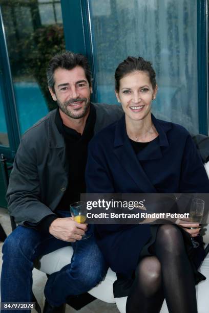 Actor Xavier Lemaitre and his companion Diana Dondoe attend the Garden Party organized by Bruno Finck, companion of Jean-Claude Brialy, at Chateau De...