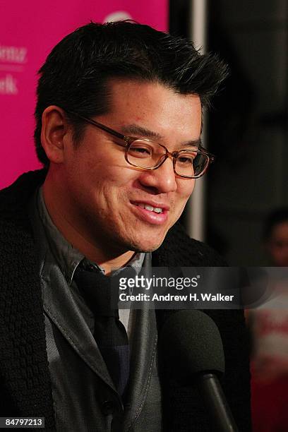 Designer Peter Som stands backstage at the Barbie Fall 2009 runway fashion show during Mercedes-Benz Fashion Week in the Tent at Bryant Park on...
