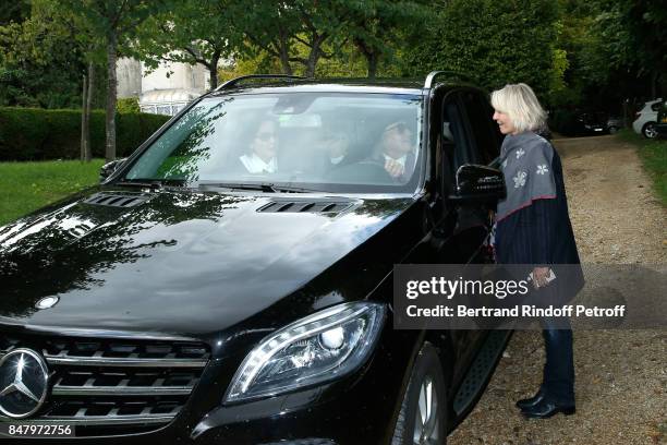 Nana Mouskouri, Andre Chapelle and Sophie Litras attend the Garden Party organized by Bruno Finck, companion of Jean-Claude Brialy, at Chateau De...