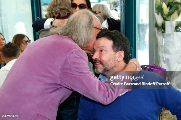 Andre Chapelle and Bruno Finck attend the Garden Party organized by Bruno Finck, companion of Jean-Claude Brialy, at Chateau De Monthyon on September...
