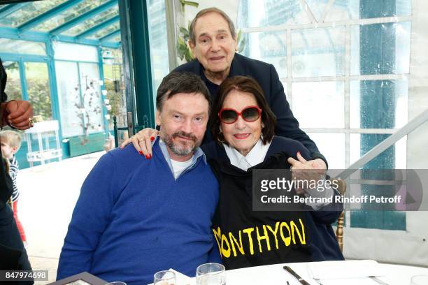 Bruno Finck, Robert Hossein and Nana Mouskouri attend the Garden Party organized by Bruno Finck, companion of Jean-Claude Brialy, at Chateau De...