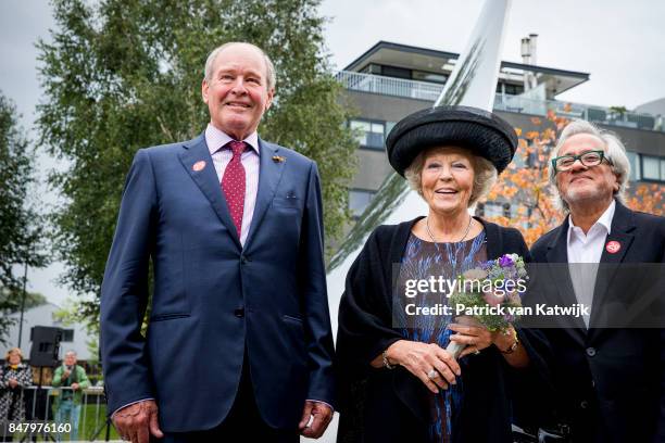 Princess Beatrix of The Netherlands with museum founder Jos de Pont and British sculptor Anish Kapoor opens the jubilee Exhibition WeerZien at Museum...