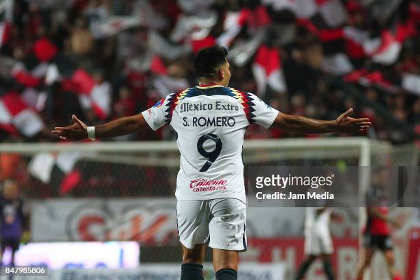Silvio Romero of America reacts during the 9th round match between Tijuana and America as part of the Torneo Apertura 2017 Liga MX at Caliente...