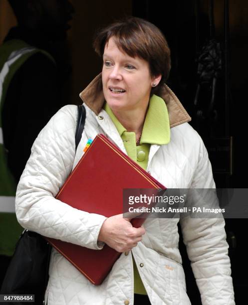 Environment Secretary Caroline Spelman leaves 10 Downing Street, London, following a cabinet meeting.