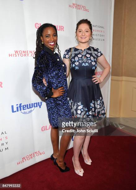 Shanola Hampton and Emma Kenney at the Women Making History Awards at The Beverly Hilton Hotel on September 16, 2017 in Beverly Hills, California.