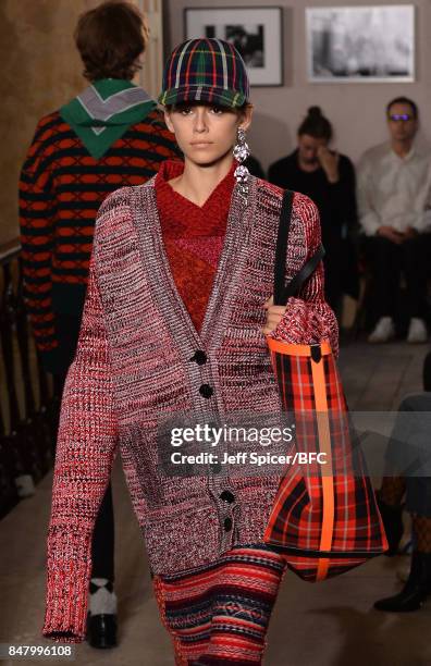 Model Adwoa Aboah walks the runway at the Burberry show during London Fashion Week September 2017 on September 16, 2017 in London, England.