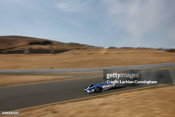 Tony Kanaan of Brazil driver of the NTT Data Honda drives during practice on day 2 of the GoPro Grand Prix of Somoma at Sonoma Raceway on September...