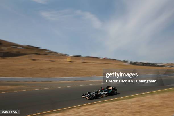 Hildebrand of the United States driver of the Fuzzyâs Vodka Chevrolet drives during practice on day 2 of the GoPro Grand Prix of Somoma at Sonoma...