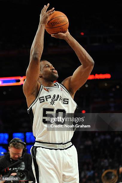 Legend David Robinson of the San Antonio Spurs participates in the Haier Shooting Stars on All-Star Saturday Night, part of 2009 NBA All-Star Weekend...