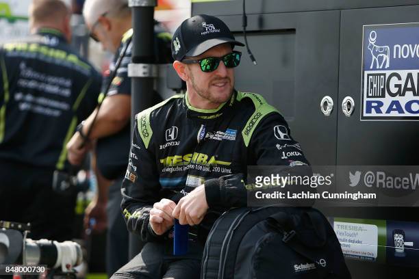 Charlie Kimball of the United States driver of the Tresiba Honda prepares for practice on day 2 of the GoPro Grand Prix of Somoma at Sonoma Raceway...