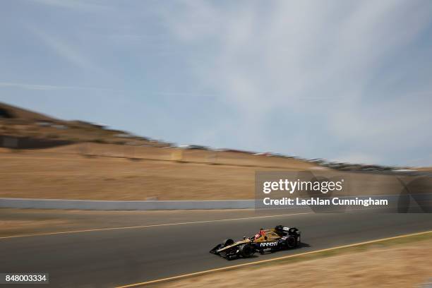 James Hinchcliffe of Canada driver of the Arrow Honda drives during practice on day 2 of the GoPro Grand Prix of Somoma at Sonoma Raceway on...