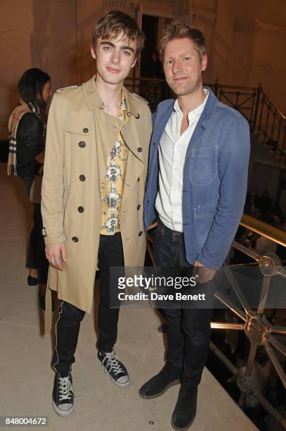 Lennon Gallagher and Christopher Bailey wearing Burberry at the Burberry September 2017 at London Fashion Week at The Old Sessions House on September...