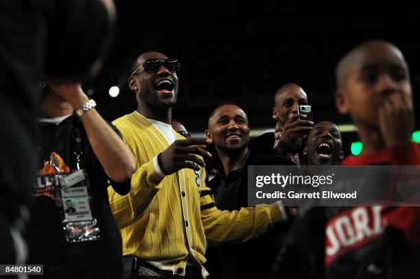 LeBron James of the Cleveland Cavaliers reacts during the Sprite Slam Dunk Contest on All-Star Saturday Night, part of 2009 NBA All-Star Weekend at...