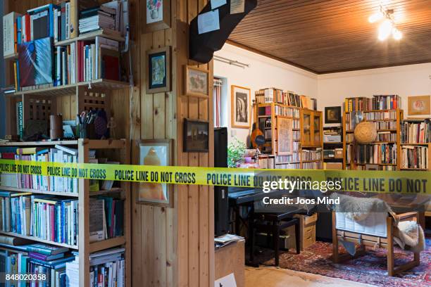 living room scene of crime - forbidden stock pictures, royalty-free photos & images