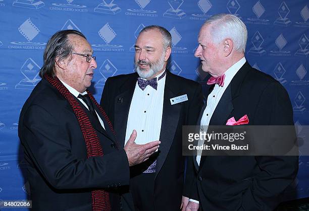 Filmmaker Award recipient, director Paul Mazurksy, CAS President Edward L. Moskowitz and Career Achievement Award recipient Dennis L. Maitland attend...