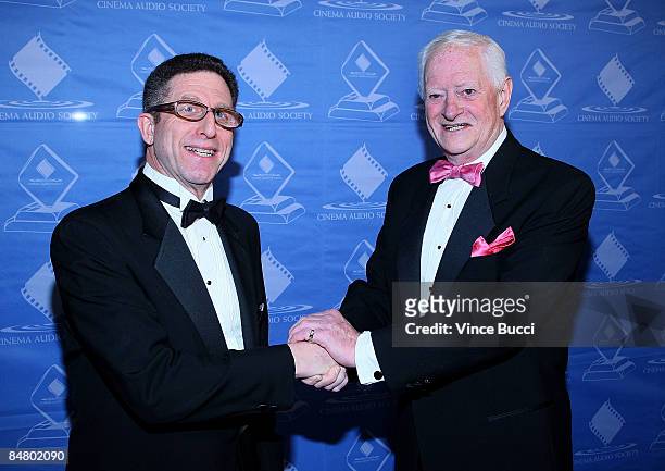 Former CAS president Richard Lightstone and Career Achievement Award recipient Dennis L. Maitland attend The Cinema Audio Society's 45th Annual CAS...