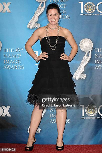 Actress Jacqueline Mazarella poses in the press room at the 40th NAACP Image Awards at the Shrine Auditorium on February 12, 2009 in Los Angeles,...