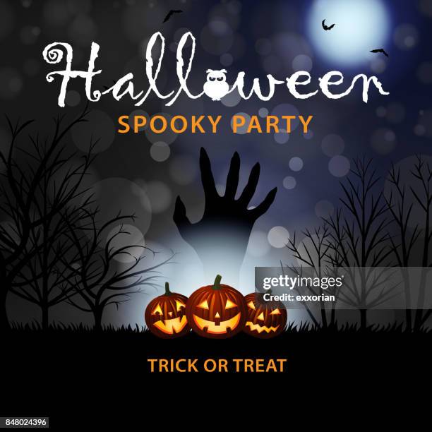 halloween pumpkins & zombie hand - big mac pumpkin stock illustrations