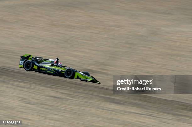 Charlie Kimball, driver of the Tresiba Honda, practices for the GoPro Grand Prix of Sonoma at Sonoma Raceway on September 16, 2017 in Sonoma,...