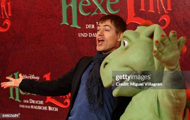 German comedian Michael Mittermeier poses for the media during the premiere of the movie 'Lilli The Witch - The Dragon And The Magical Book' on...