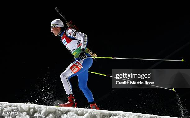 Janez Maric of Slovenia in action during the Men's 12,5 km pursuit of the IBU Biathlon World Championships on February 15, 2009 in Pyeongchang, South...