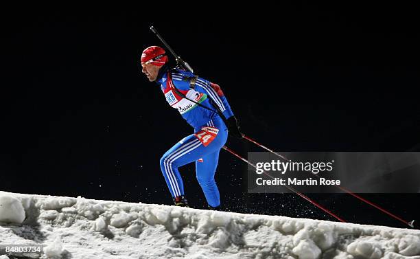 Andrei Makoveev of Russia in action during the Men's 12,5 km pursuit of the IBU Biathlon World Championships on February 15, 2009 in Pyeongchang,...