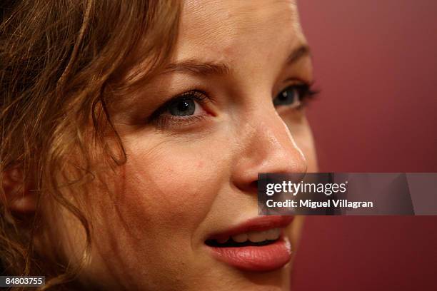 Yvonne Catterfeld looks on during the premiere of the movie 'Lilli The Witch - The Dragon And The Magical Book' on February 15, 2009 in Munich,...