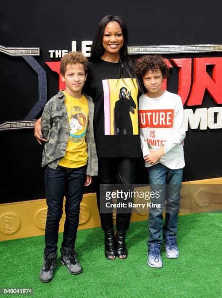 Actress Garcelle Beauvais and sons Jaid Thomas Nilon and Jax Joseph Nilon attend the Premiere of Warner Bros. Pictures' 'The LEGO Ninjago Movie' at...