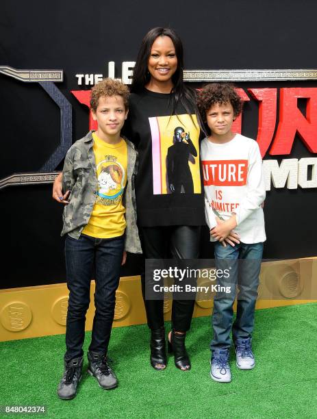 Actress Garcelle Beauvais and sons Jaid Thomas Nilon and Jax Joseph Nilon attend the Premiere of Warner Bros. Pictures' 'The LEGO Ninjago Movie' at...