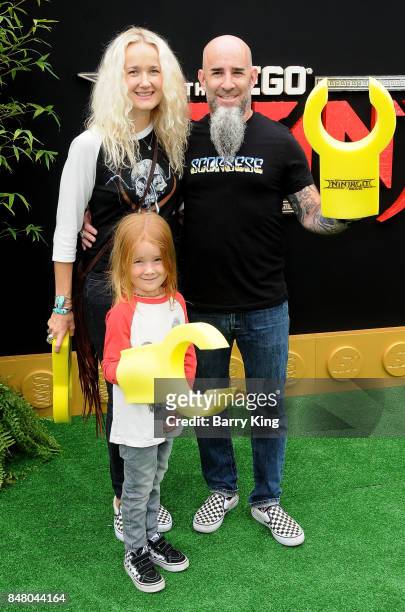 Musician Scott Ian of Anthrax , Revel Ian and Pearl Aday attend the Premiere of Warner Bros. Pictures' 'The LEGO Ninjago Movie' at Regency Village...