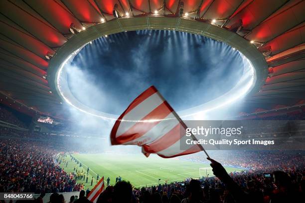 General view during the inauguration of the Wanda Metropolitano stadium after the end of the La Liga match between Atletico Madrid and Malaga at...