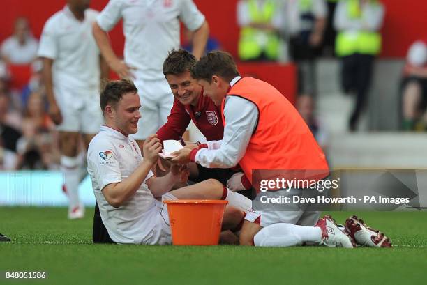 Olly Murs during the match at Old Trafford for Soccer Aid.