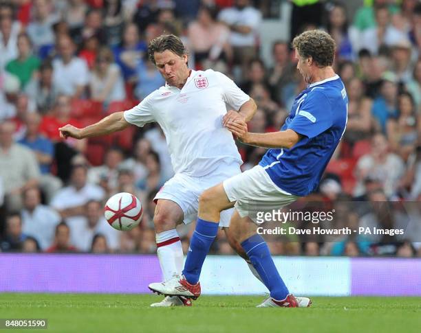 John Bishop and Will Ferrell during the match at Old Trafford for Soccer Aid.
