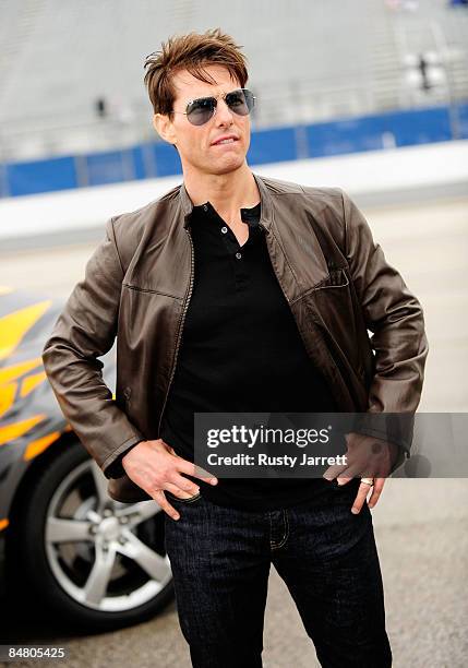 Actor Tom Cruise on track prior to the NASCAR Sprint Cup Series Daytona 500 at Daytona International Speedway on February 15, 2009 in Daytona Beach,...