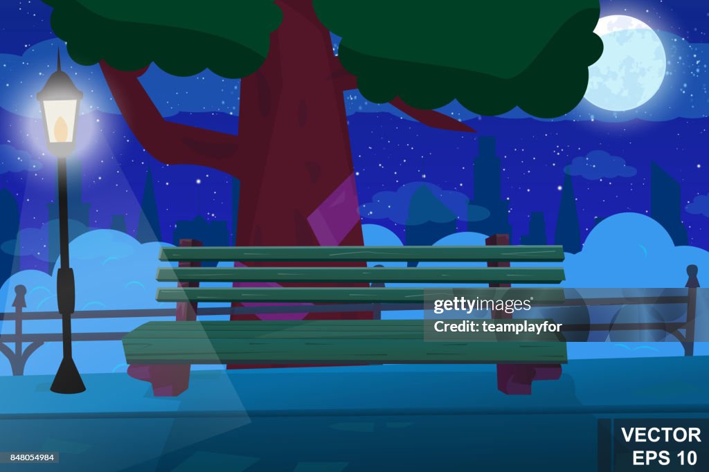Paisaje Urbano Nocturno Dibujos Animados Banco Un Parque Luna Para Su Diseño Ilustración de stock - Getty Images Paisaje Urbano Nocturno Dibujos Animados Banco Un Parque Luna Para Su Diseño Ilustración de stock - Getty Images