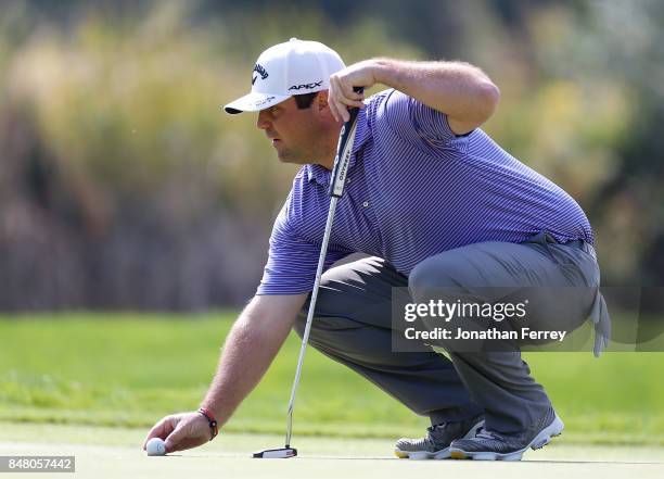 Jonathan Randolph lines up a putt on the 1st hole during the third round of the Web.com Tour Albertson's Boise Open at Hillcrest Country Club on...