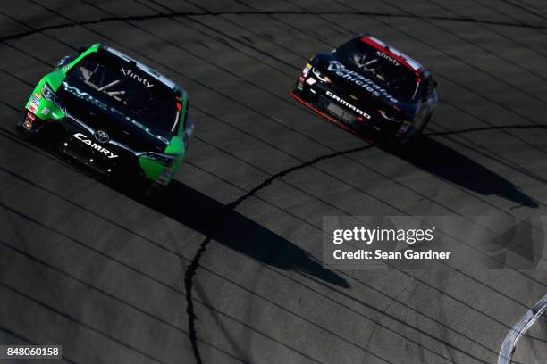 Dakoda Armstrong, driver of the WinField United Toyota, races during the NASCAR XFINITY Series TheHouse.com 300 at Chicagoland Speedway on September...