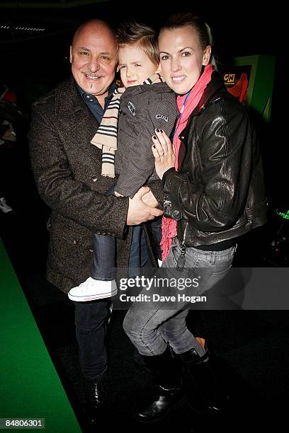 Aldo Zilli, Rocco Zilli and Nikki Zilli attend the UK premiere of 'Ben 10. Alien Force' held at Old Billingsgate Market on February 15, 2009 in...