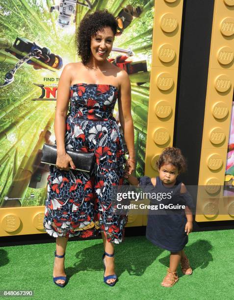 Tamera Mowry-Housley and daughter Ariah Talea Housley arrive at the premiere of Warner Bros. Pictures' "The LEGO Ninjago Movie" at Regency Village...