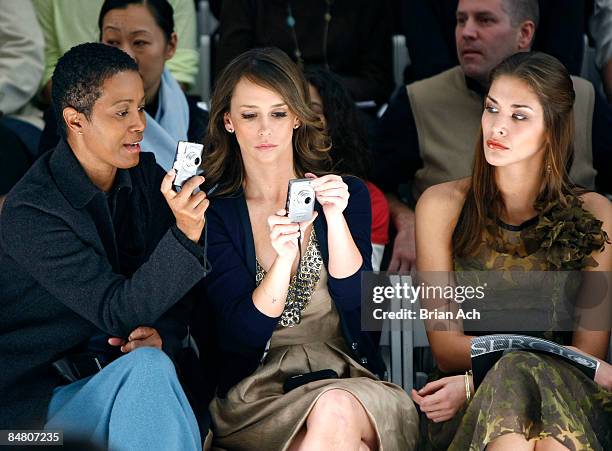 Actress Jennifer Love Hewitt, taking pictures with her Canon Powershot camera, and Miss Universe Dayana Mendoza attend Mara Hoffman/Nicholas K/Sergio...