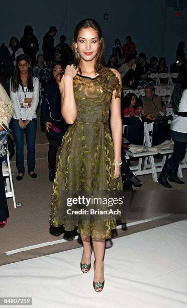 Miss Universe Dayana Mendoza attends Mara Hoffman/Nicholas K/Sergio Davila Fall 2009 during Mercedes-Benz Fashion Week at The Promenade in Bryant...