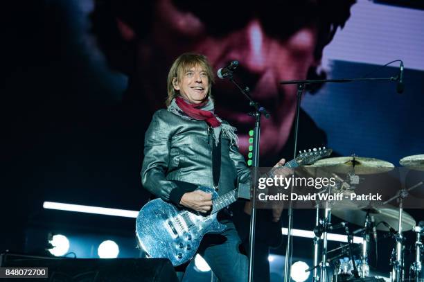 Jean-Louis Aubert from Les Insus performs at Stade de France on September 16, 2017 in Paris, France.