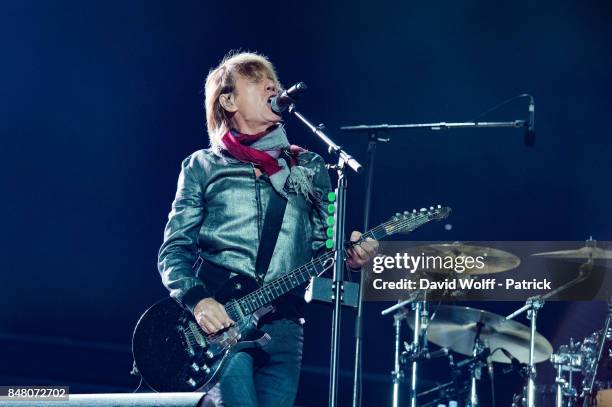 Jean-Louis Aubert from Les Insus performs at Stade de France on September 16, 2017 in Paris, France.