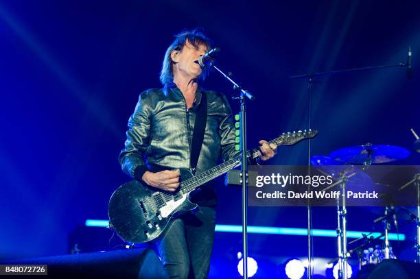 Jean-Louis Aubert from Les Insus performs at Stade de France on September 16, 2017 in Paris, France.