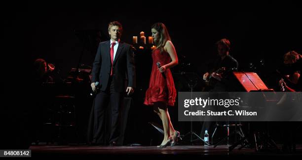 Singers Jonathan Ansell and Hayley Westenra present 'The Valentines Tour' at the London Paladium on February 15, 2009 in London, England.