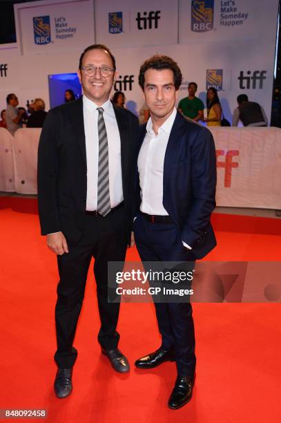 Producers Laurent Zeitoun and Yann Zenou attend the "C'est la vie!" premiere during the 2017 Toronto International Film Festival at Roy Thomson Hall...