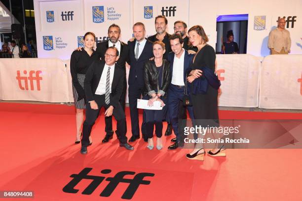 Members of cast and crew including producer Laurent Zeitoun, director Eric Toledano, actress Suzanne Clement, actor Gilles Lellouche, co-director...