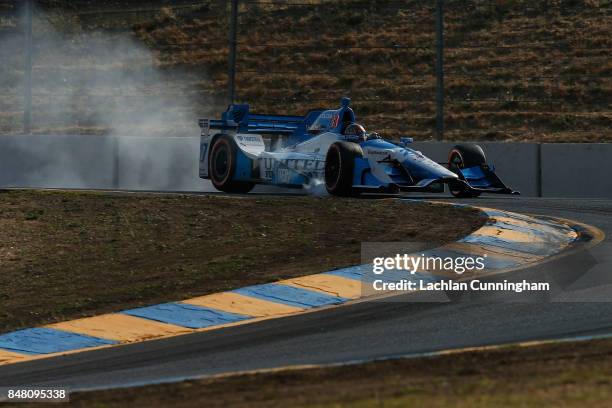 Marco Andretti of the United States driver of the United Fiber Data Honda drives during qualifying on day 2 of the GoPro Grand Prix of Somoma at...