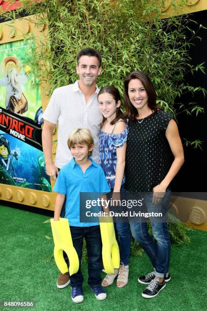 Bill Willson, Jake Wilson, Sydney Wilson, and Janet Evans at the premiere of Warner Bros. Pictures' "The LEGO Ninjago Movie" at Regency Village...